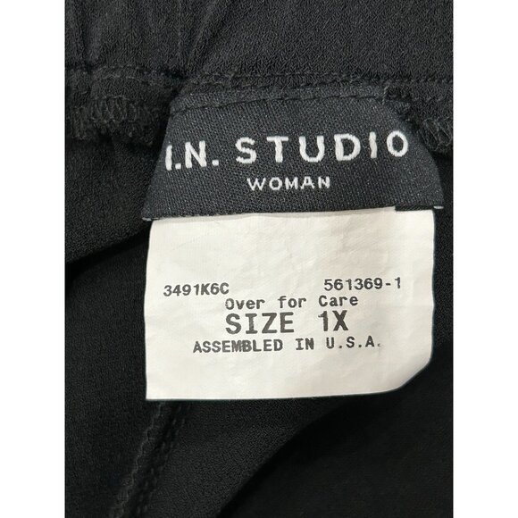 In Studio Womens Plus Size Wide Leg Black Pants Size 1X - Picture 5 of 8